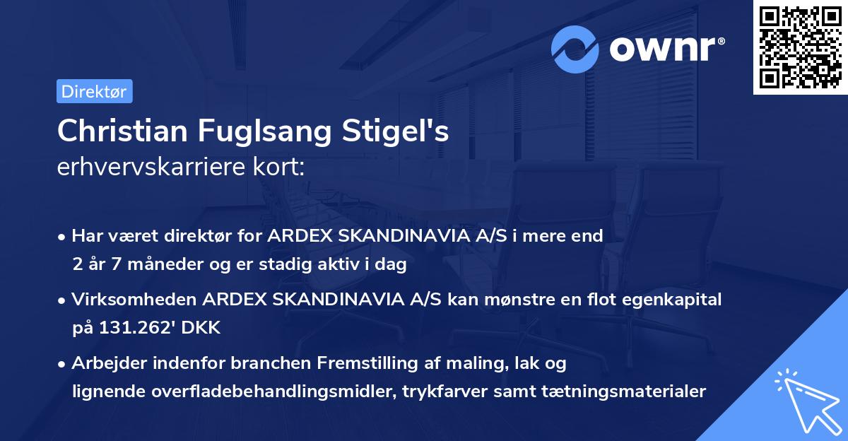 Christian Fuglsang Stigel's erhvervskarriere kort