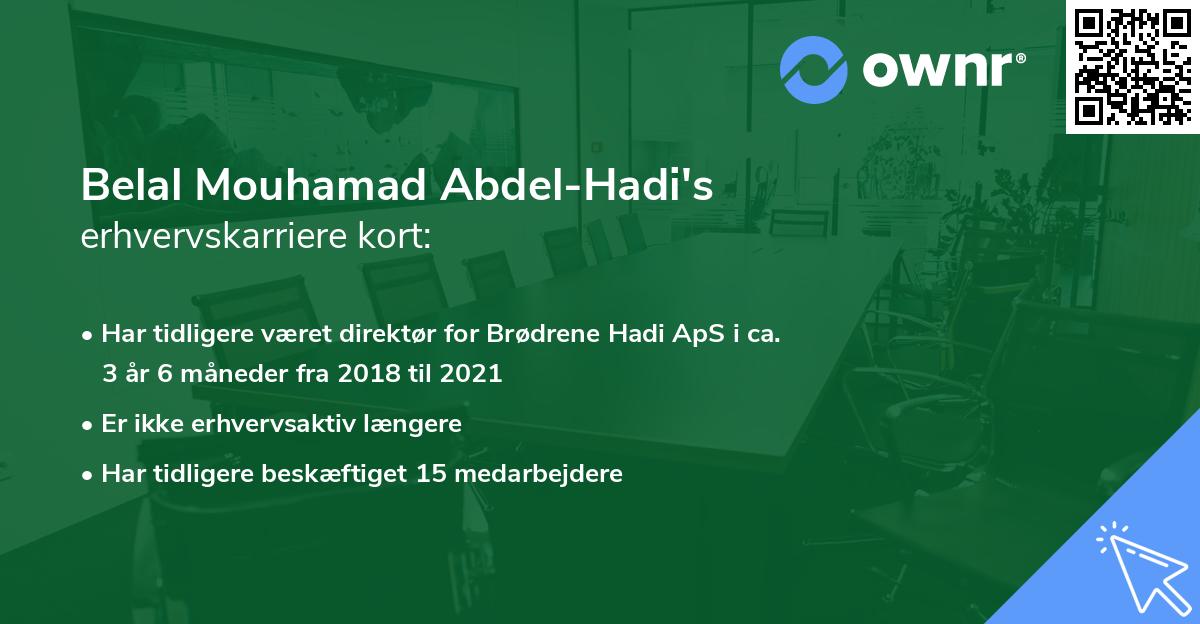 Belal Mouhamad Abdel-Hadi's erhvervskarriere kort