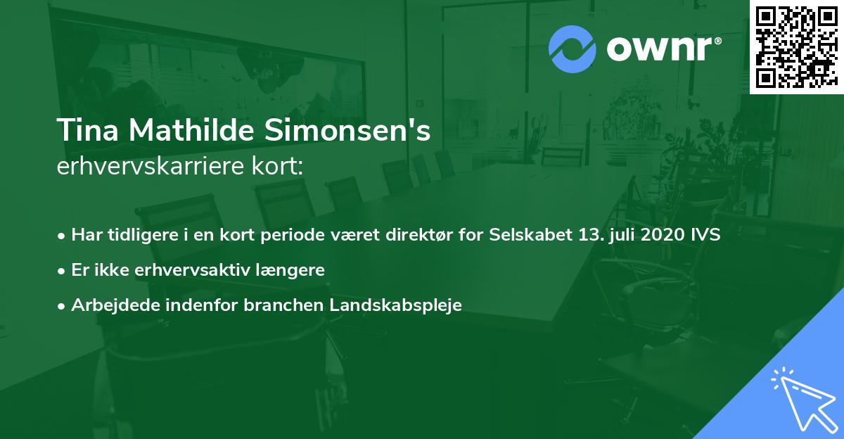 Tina Mathilde Simonsen's erhvervskarriere kort