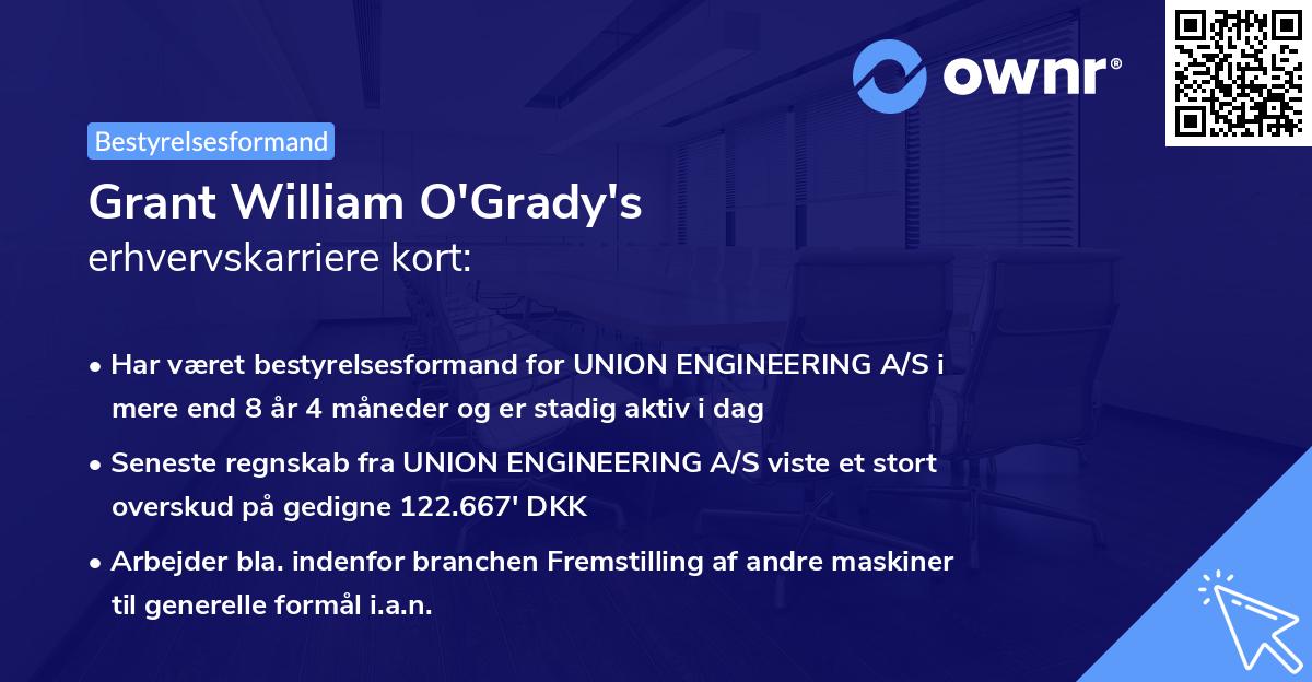 Grant William O'Grady's erhvervskarriere kort