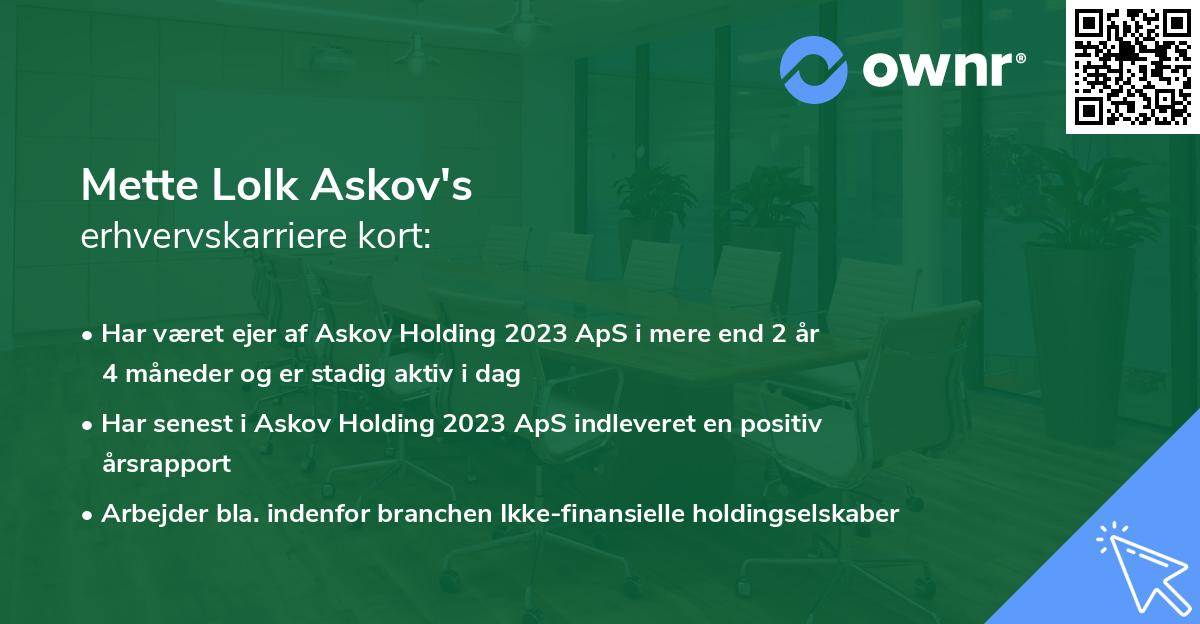 Mette Lolk Askov's erhvervskarriere kort