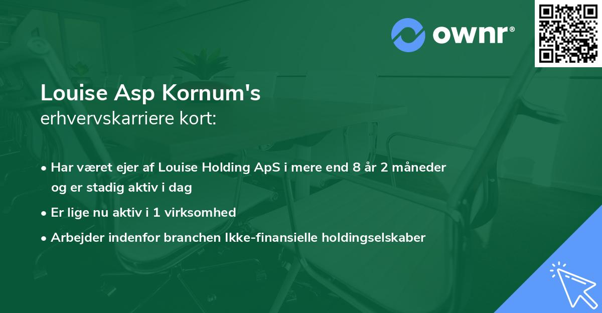 Louise Asp Kornum's erhvervskarriere kort