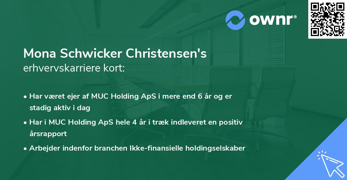 Mona Schwicker Christensen's erhvervskarriere kort