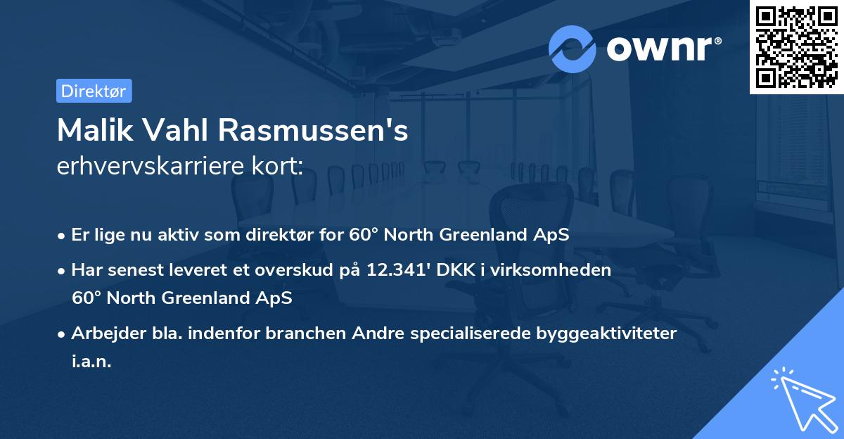 Malik Vahl Rasmussen's erhvervskarriere kort