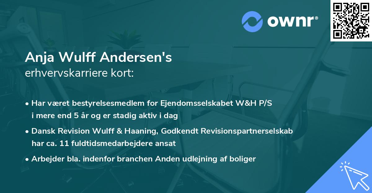 Anja Wulff Andersen's erhvervskarriere kort