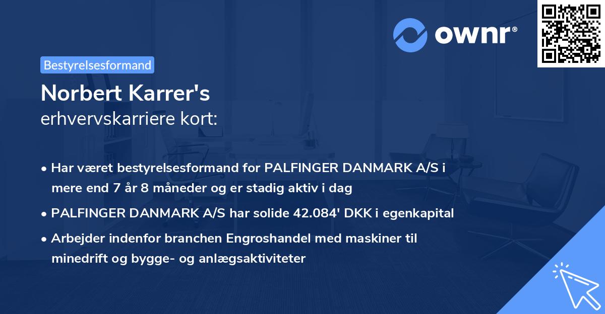 Norbert Karrer's erhvervskarriere kort