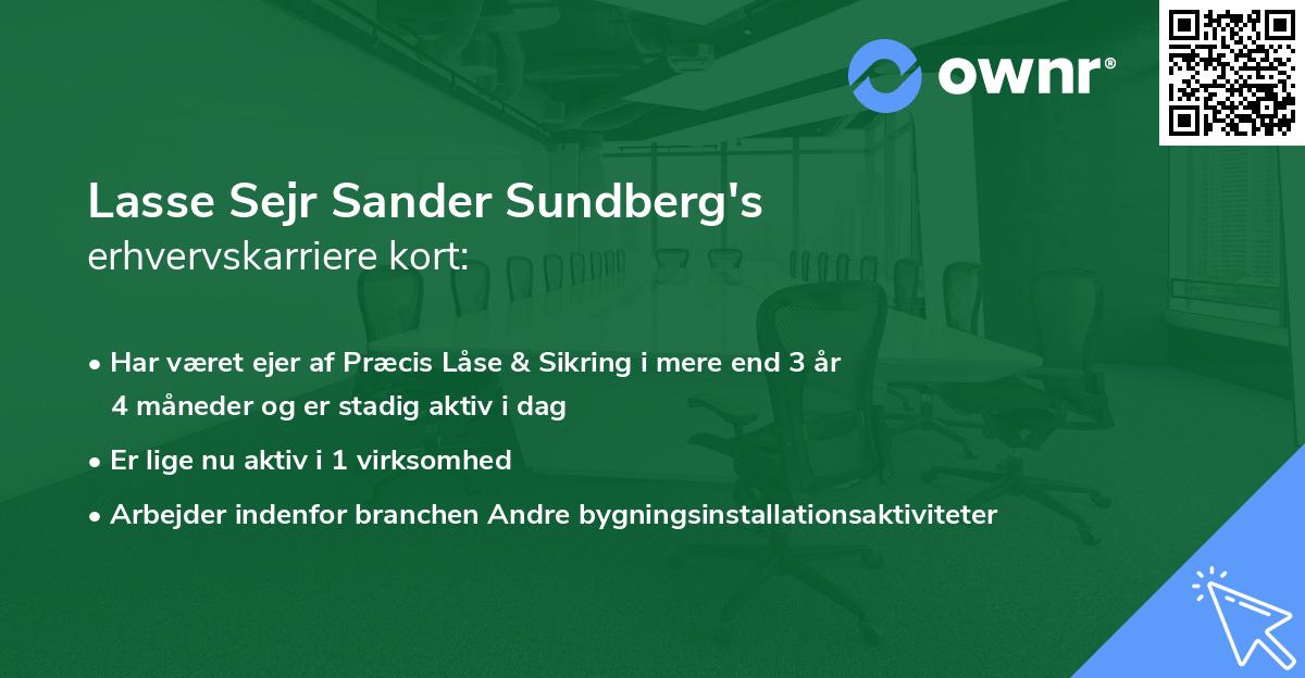 Lasse Sejr Sander Sundberg's erhvervskarriere kort