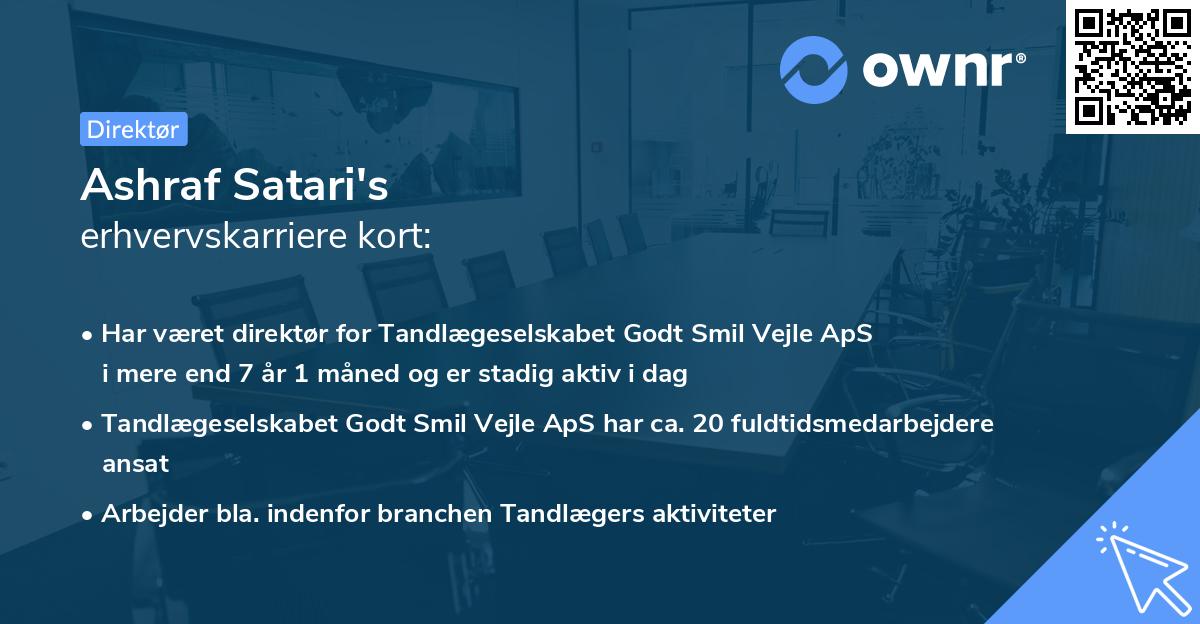 Ashraf Satari's erhvervskarriere kort