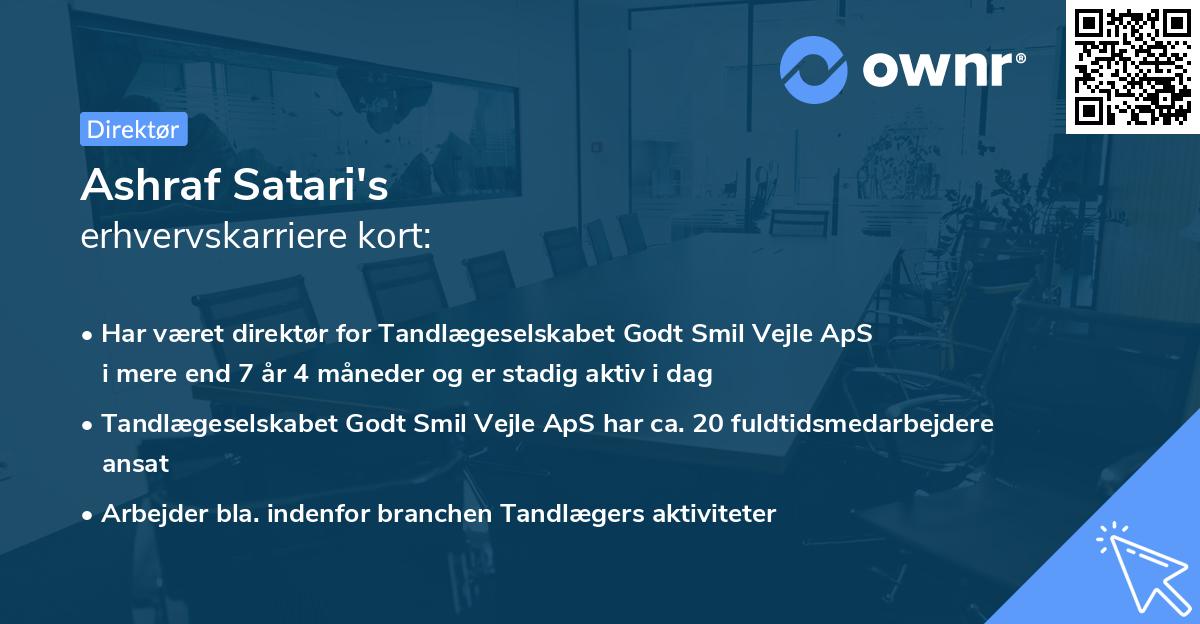 Ashraf Satari's erhvervskarriere kort