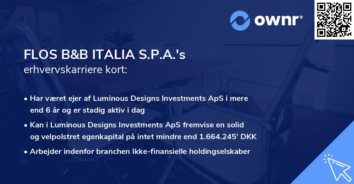 FLOS B&B ITALIA S.P.A.'s erhvervskarriere kort