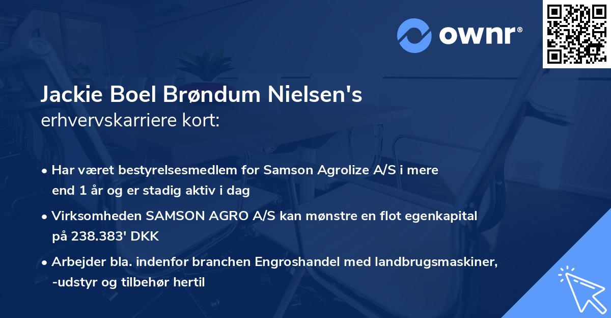 Jackie Boel Brøndum Nielsen's erhvervskarriere kort