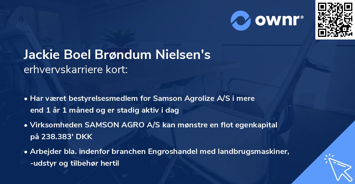Jackie Boel Brøndum Nielsen's erhvervskarriere kort