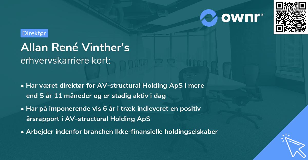Allan René Vinther's erhvervskarriere kort
