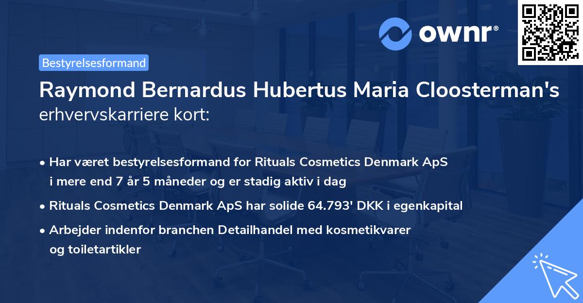 Raymond Bernardus Hubertus Maria Cloosterman's erhvervskarriere kort