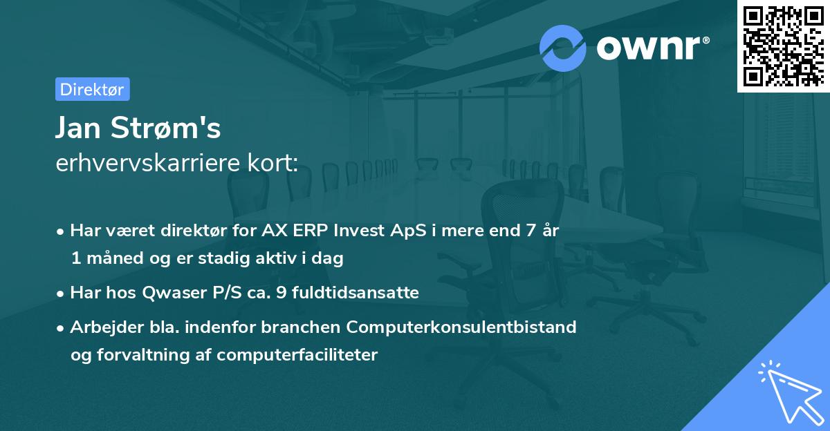 Jan Strøm's erhvervskarriere kort