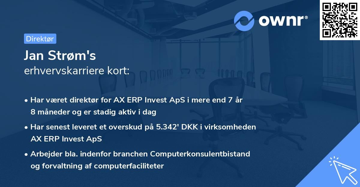 Jan Strøm's erhvervskarriere kort