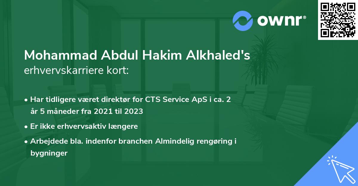 Mohammad Abdul Hakim Alkhaled's erhvervskarriere kort
