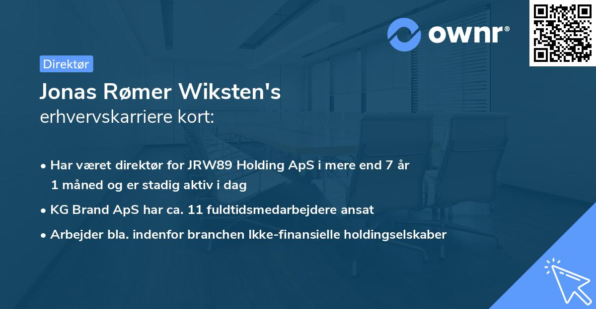 Jonas Rømer Wiksten's erhvervskarriere kort