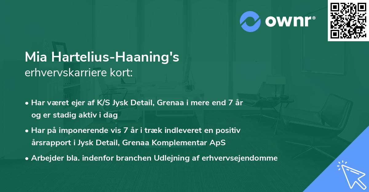 Mia Hartelius-Haaning's erhvervskarriere kort