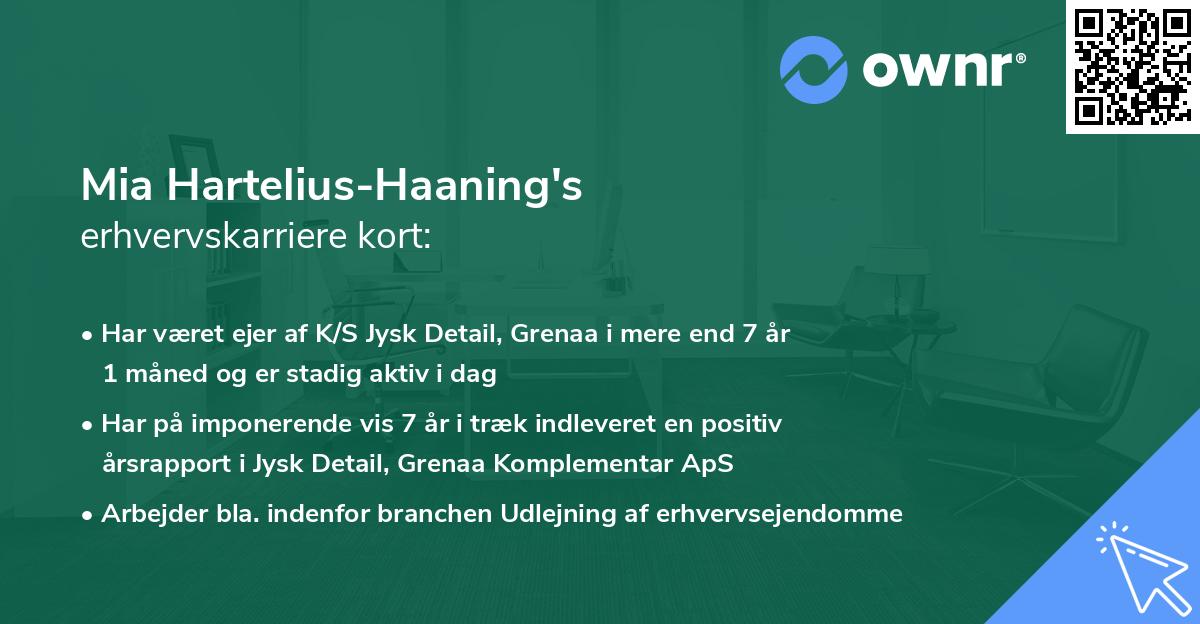 Mia Hartelius-Haaning's erhvervskarriere kort