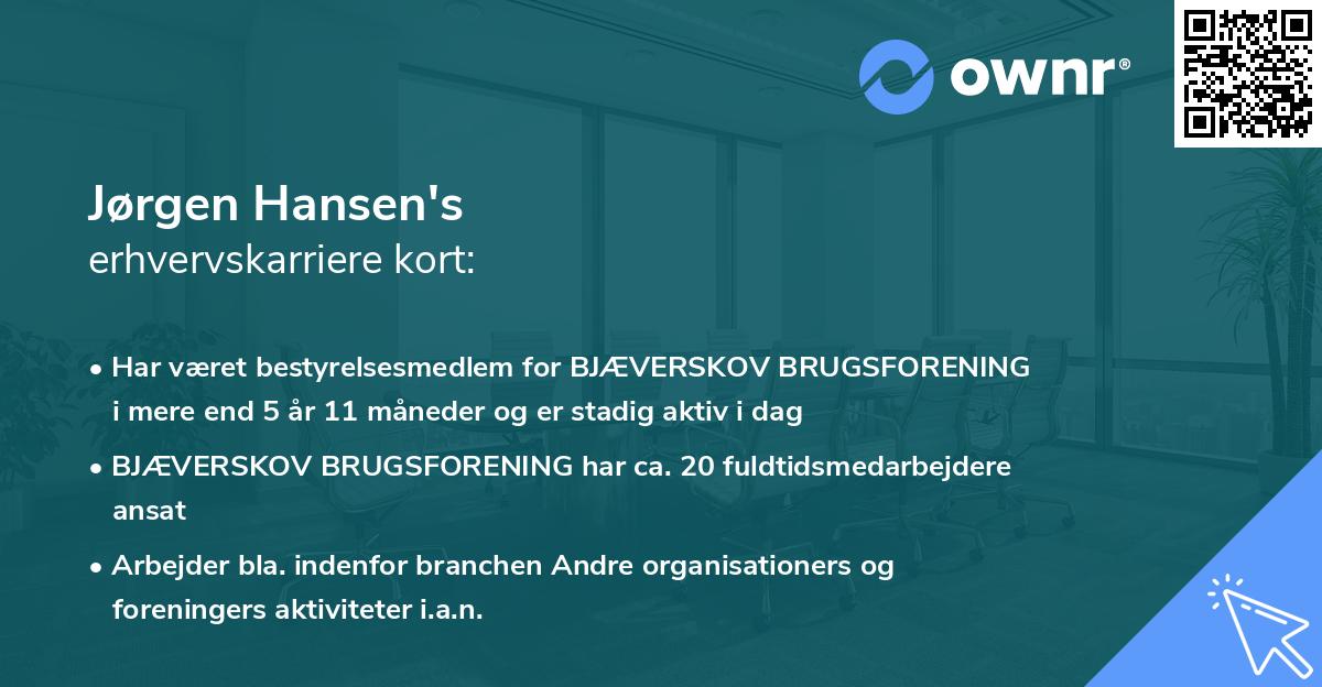 Jørgen Hansen's erhvervskarriere kort