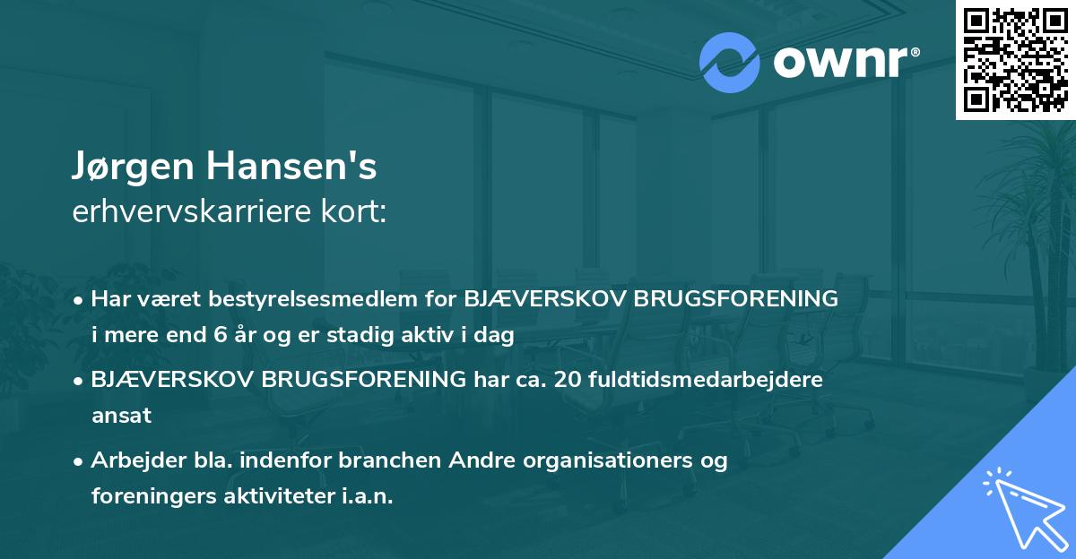 Jørgen Hansen's erhvervskarriere kort