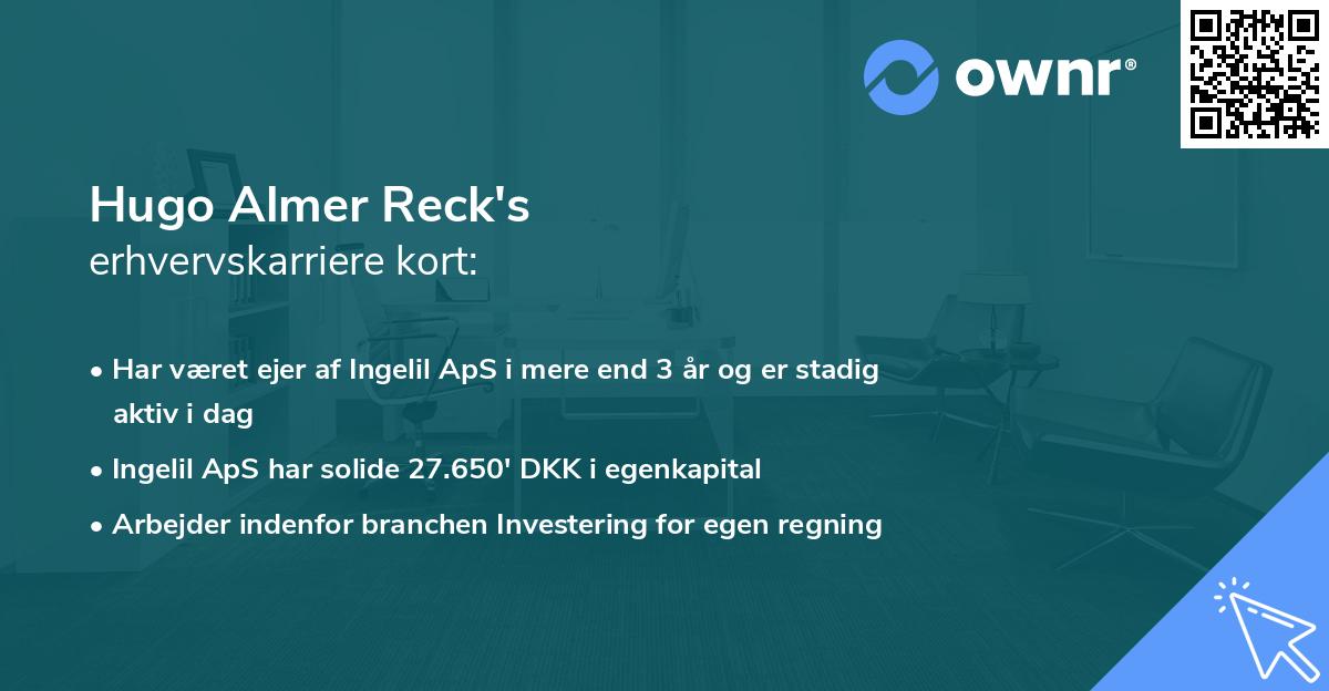 Hugo Almer Reck's erhvervskarriere kort