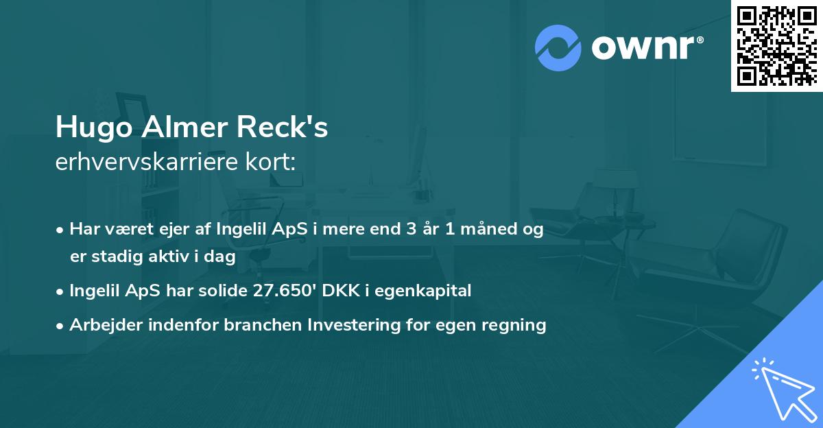 Hugo Almer Reck's erhvervskarriere kort