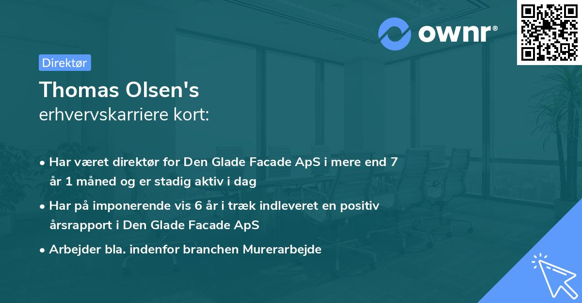 Thomas Olsen's erhvervskarriere kort
