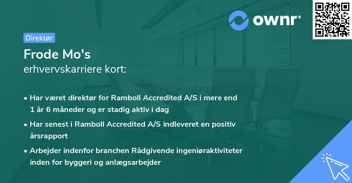Frode Mo's erhvervskarriere kort