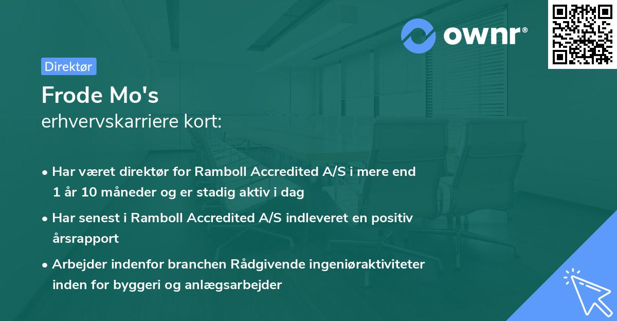 Frode Mo's erhvervskarriere kort