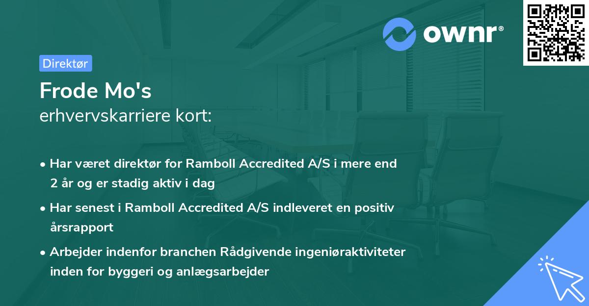 Frode Mo's erhvervskarriere kort