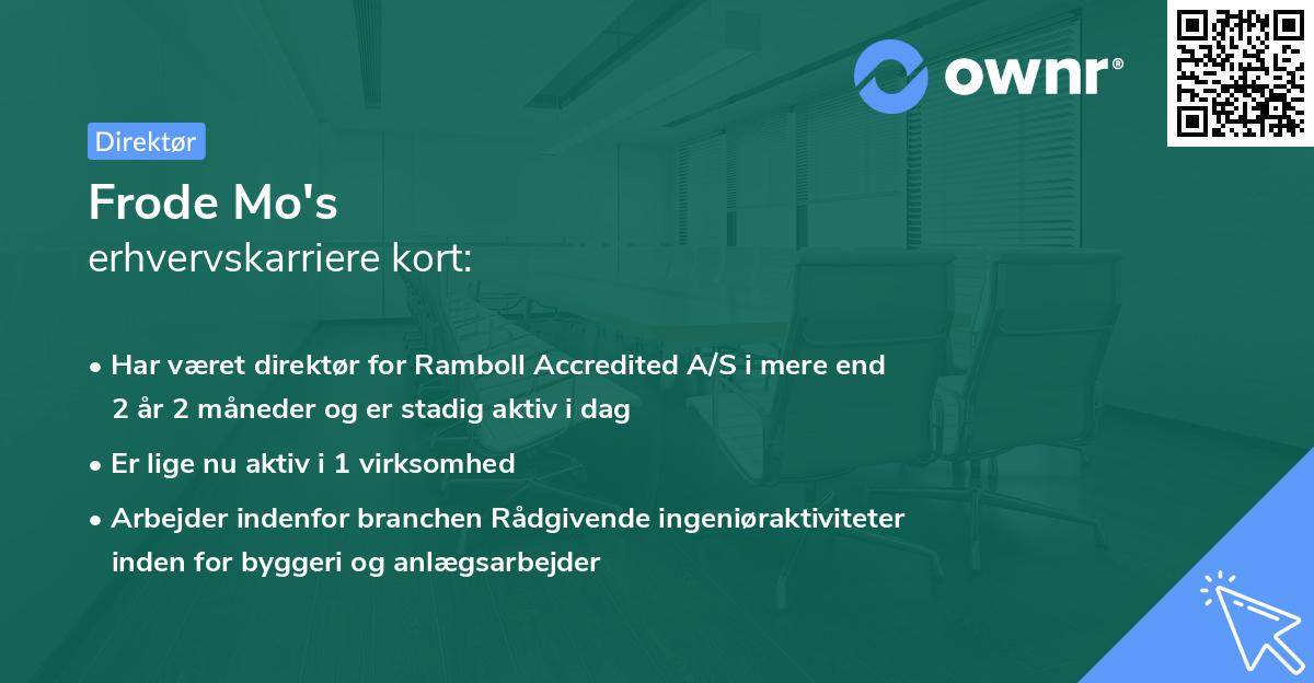 Frode Mo's erhvervskarriere kort