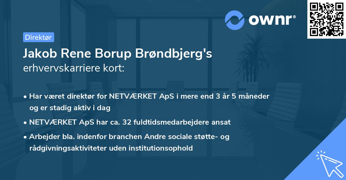 Jakob Rene Borup Brøndbjerg's erhvervskarriere kort