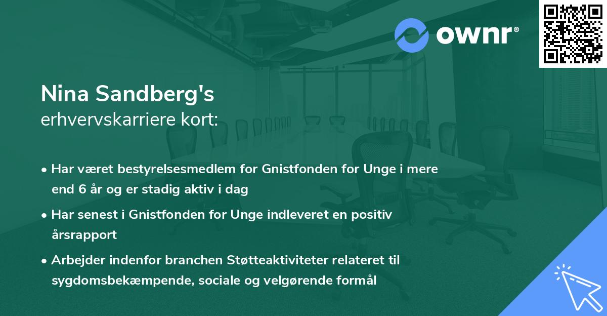 Nina Sandberg's erhvervskarriere kort