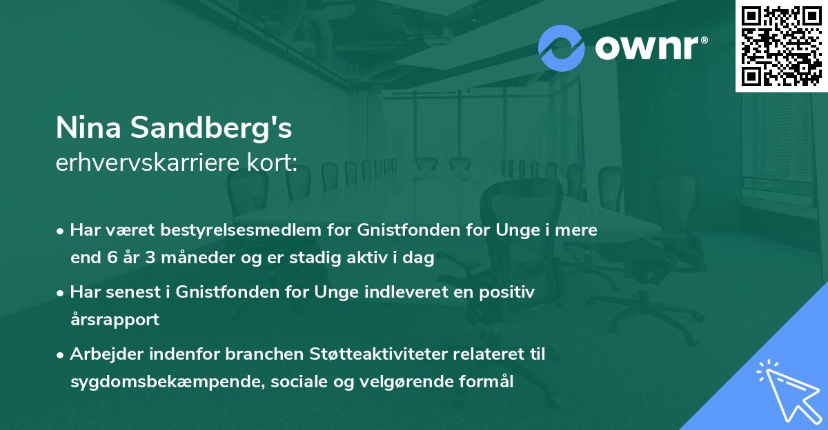 Nina Sandberg's erhvervskarriere kort