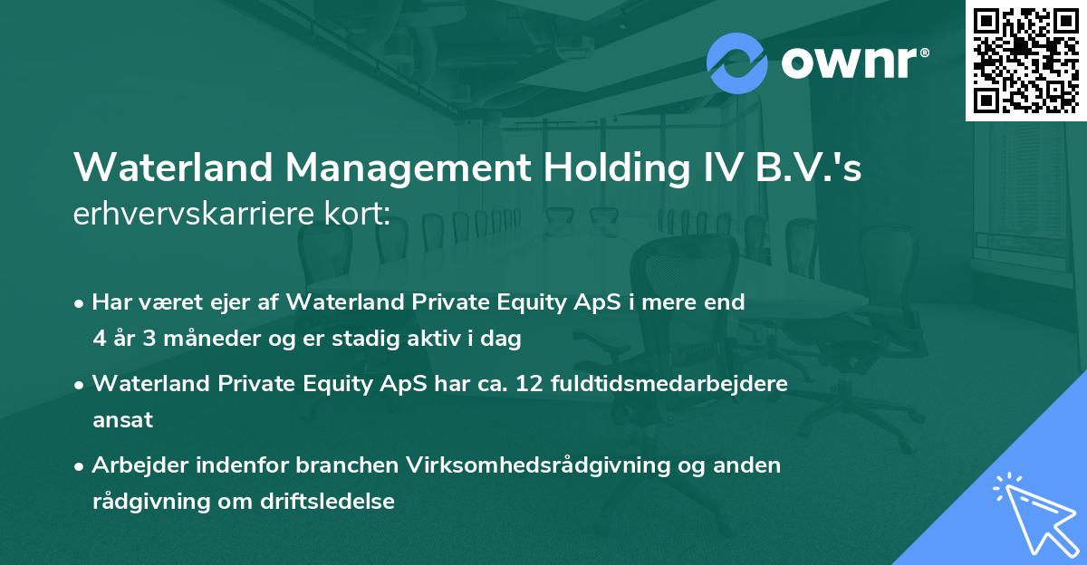 Waterland Management Holding IV B.V.'s erhvervskarriere kort