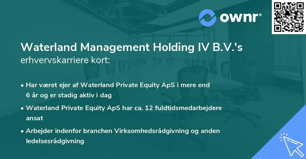 Waterland Management Holding IV B.V.'s erhvervskarriere kort
