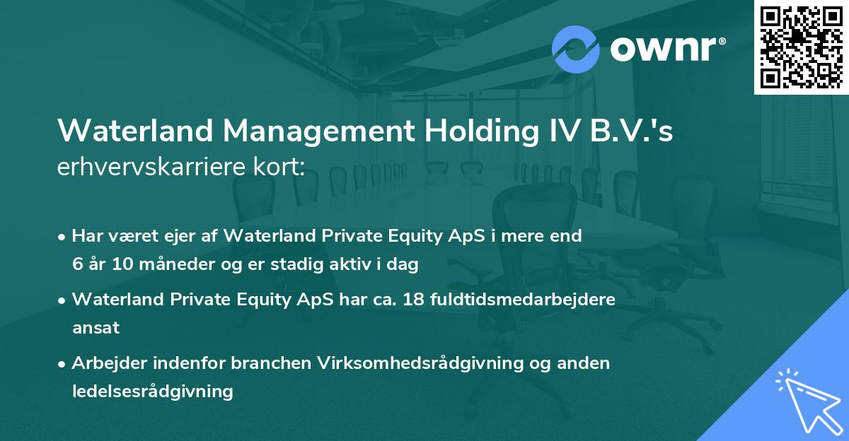 Waterland Management Holding IV B.V.'s erhvervskarriere kort