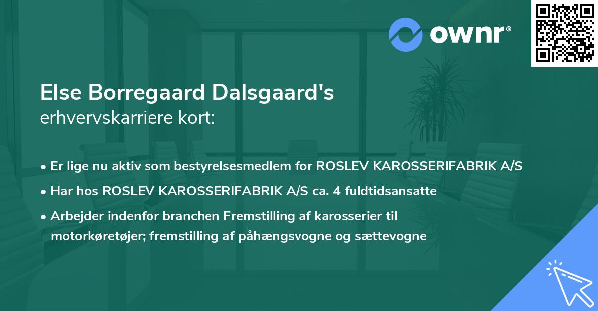 Else Borregaard Dalsgaard's erhvervskarriere kort