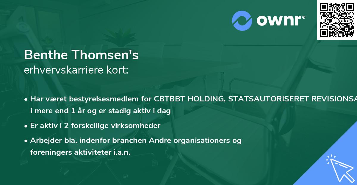 Benthe Thomsen's erhvervskarriere kort