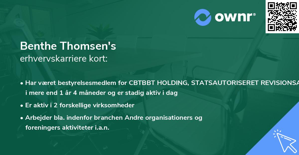 Benthe Thomsen's erhvervskarriere kort