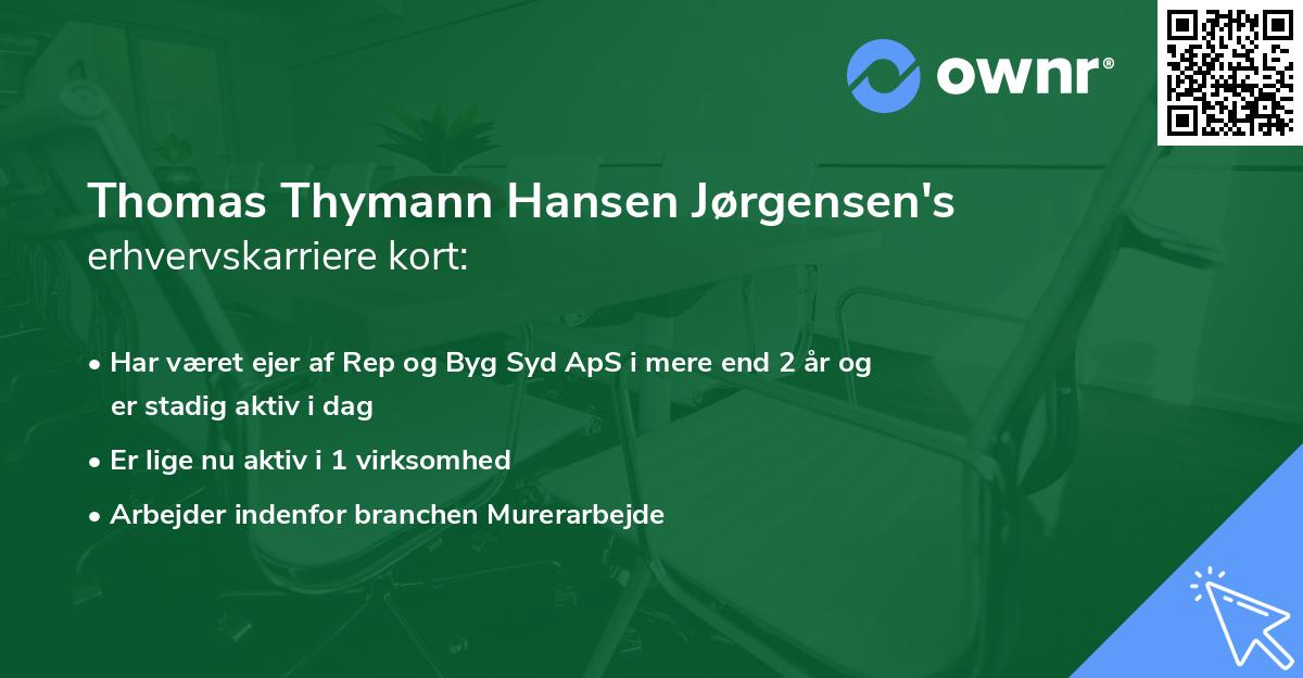 Thomas Thymann Hansen Jørgensen's erhvervskarriere kort
