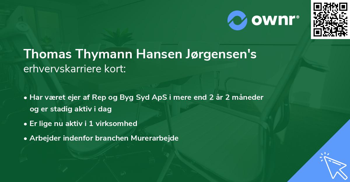 Thomas Thymann Hansen Jørgensen's erhvervskarriere kort