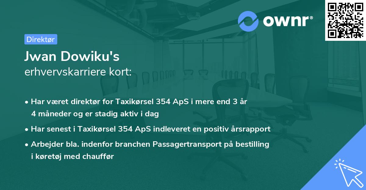 Jwan Dowiku's erhvervskarriere kort
