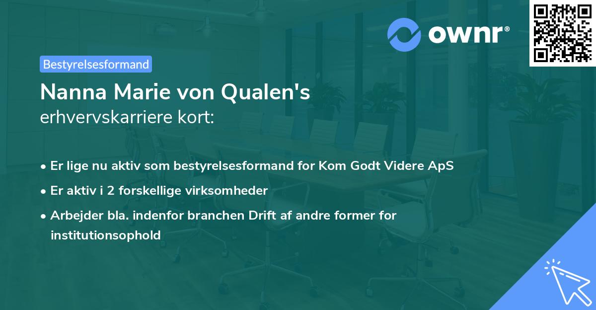 Nanna Marie von Qualen's erhvervskarriere kort