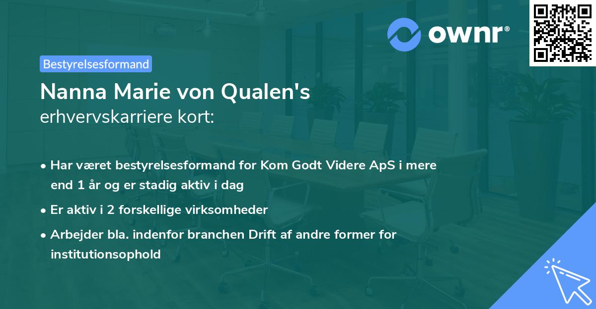 Nanna Marie von Qualen's erhvervskarriere kort