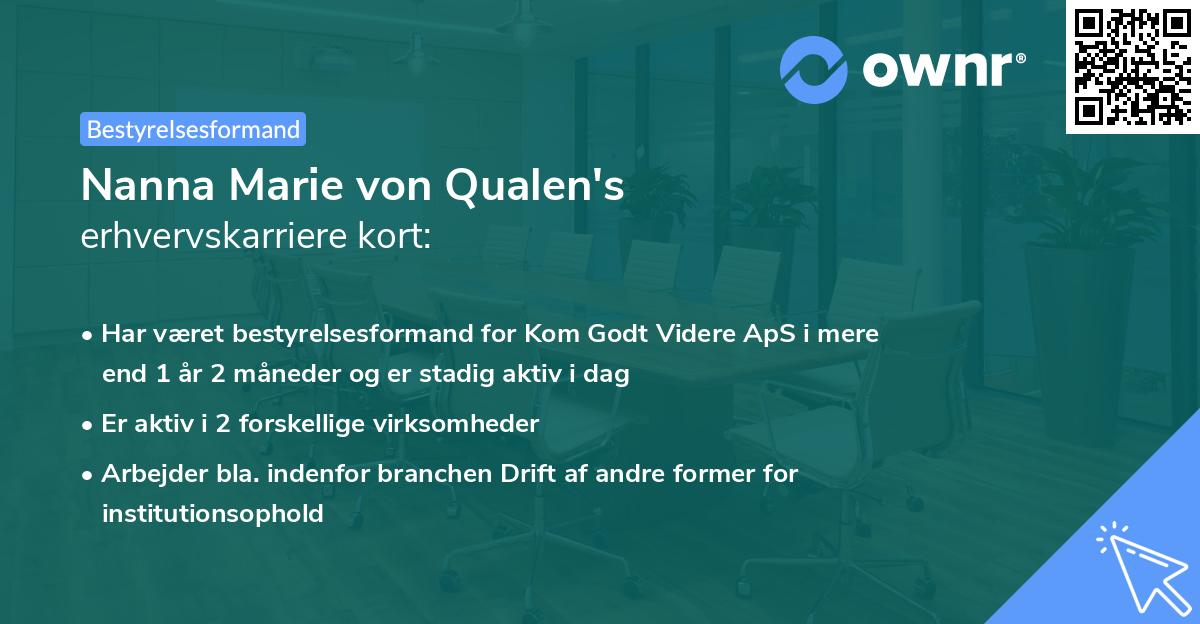 Nanna Marie von Qualen's erhvervskarriere kort