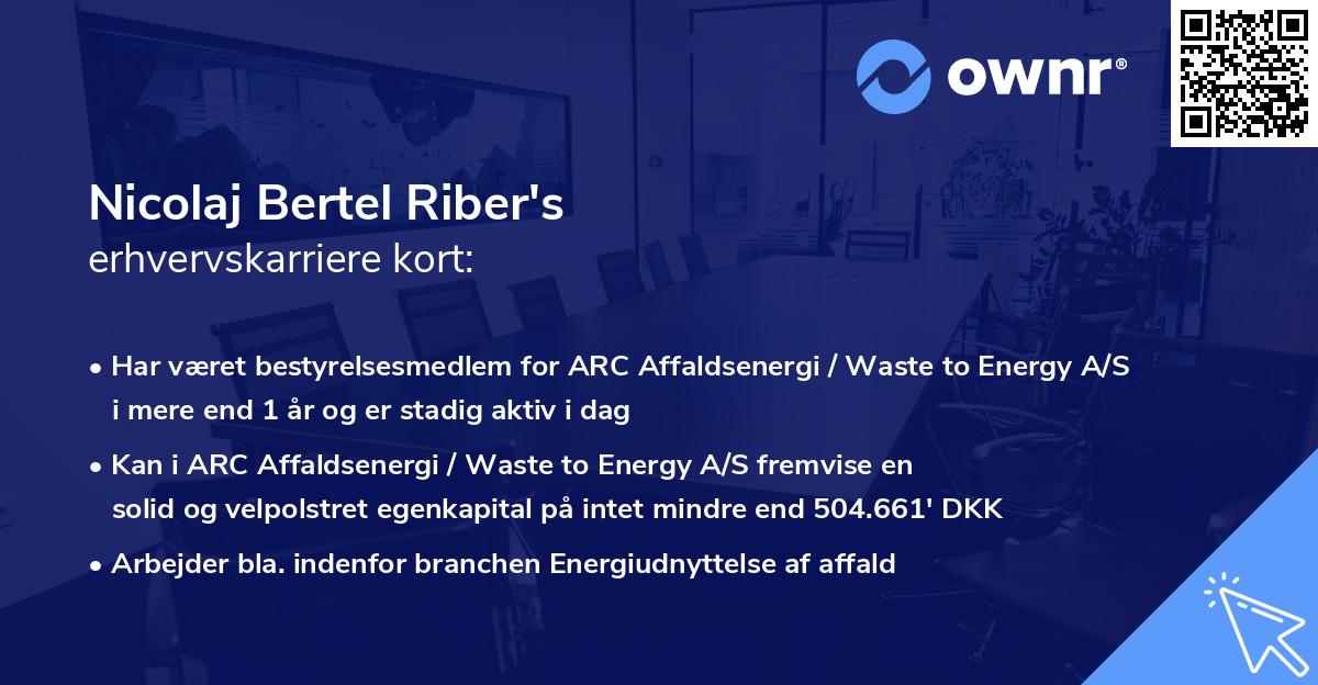 Nicolaj Bertel Riber's erhvervskarriere kort