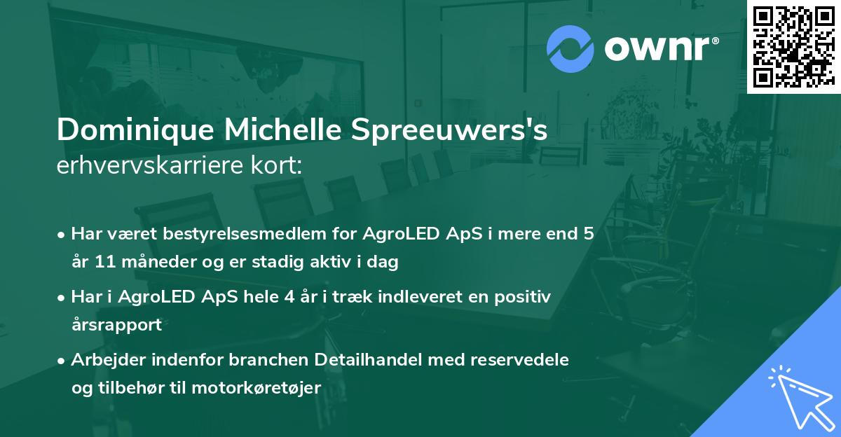 Dominique Michelle Spreeuwers's erhvervskarriere kort